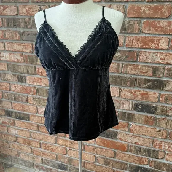 Velvet Babydoll Style Tank Y2K XXL Lace Trim Whimsigoth Femme Dark Romantic - Picture 3 of 5